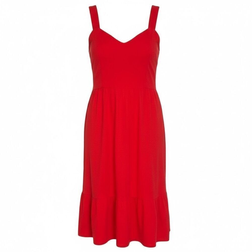 Ava & Viv Sleeveless Sweetheart Neck Tiered Midi Tank Dress Red Size 3X
